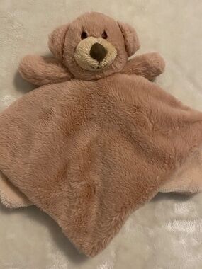 Linzy Bear Tan Rattle Plush Baby Security Blanket Lovey